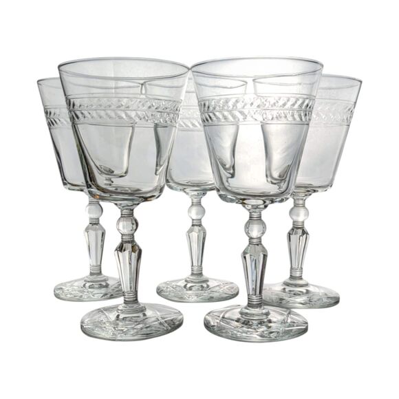 Etched Rock Sharpe Jefferson Water Glasses - Mid-Century Barware, Set of 5 - Picture 2 of 7